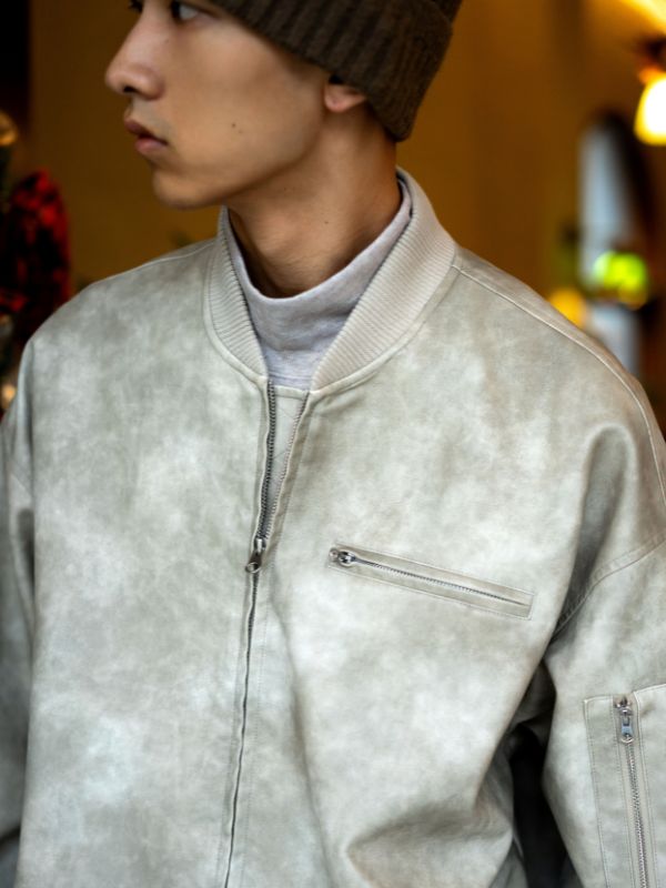 斑模様フェイクレザージャケット メンズ アウター 秋冬