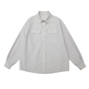 メンズカジュアルコットンシャツ オーバーサイズ 肘パッチディテール