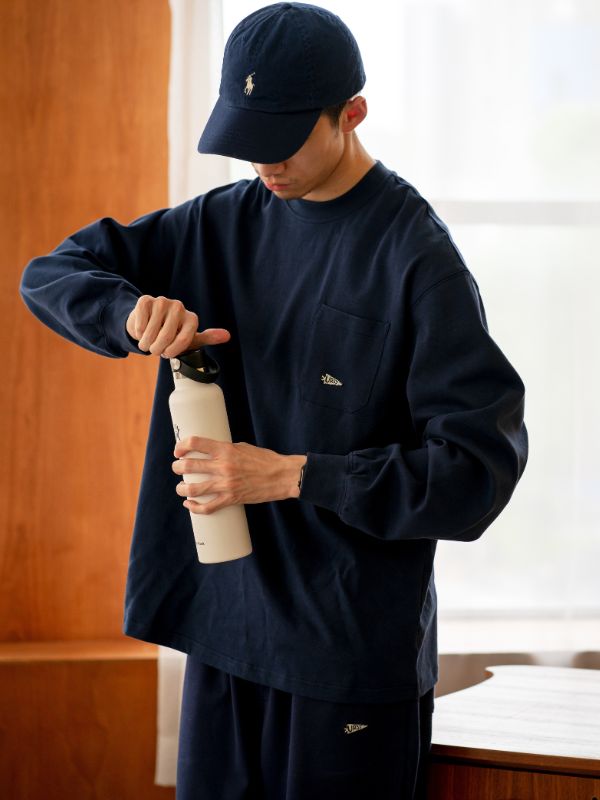 コットン プルオーバー スウェットシャツ – 丸首、ゆったりフィット