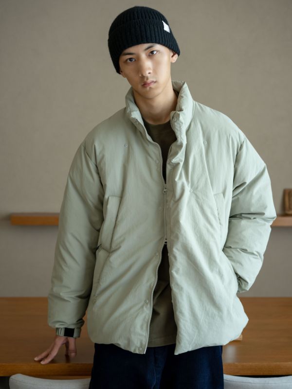 取り外し可能なスカーフ付きナイロン中綿ジャケット メンズ レディース 防風 暖かい