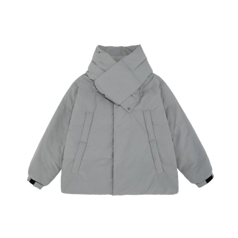 取り外し可能なスカーフ付きナイロン中綿ジャケット メンズ レディース 防風 暖かい