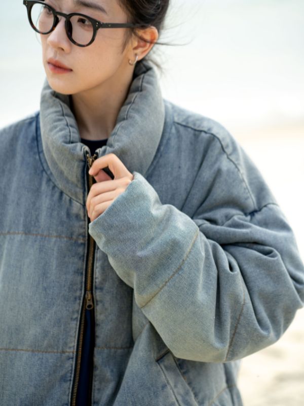 コットン混紡 中綿ブルゾン カジュアルスタイル